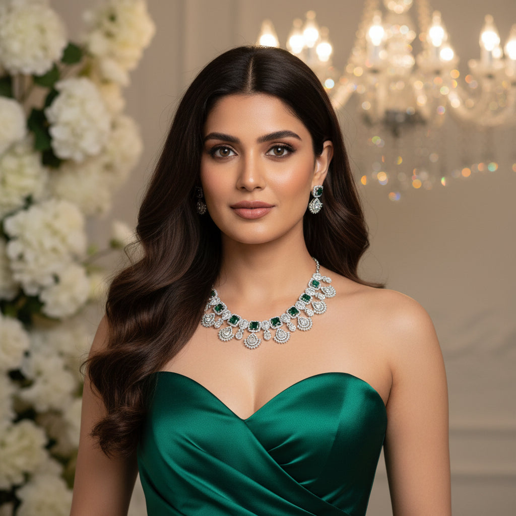 Mystic Green with indian dress